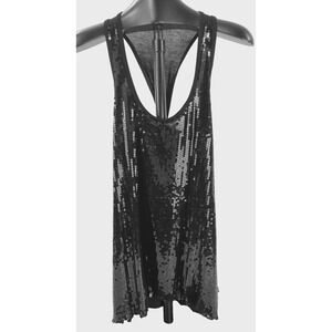 Pathway Sequin Tank Top Women's M Black Shirt Blouse Tunic Top Festive Sexy Cami